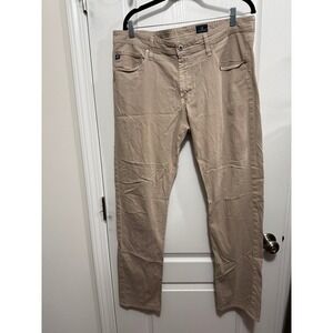 AG Adriano Goldschmied Graduate Tailored Leg Pants Mens 36x32 Tan Khaki Twill